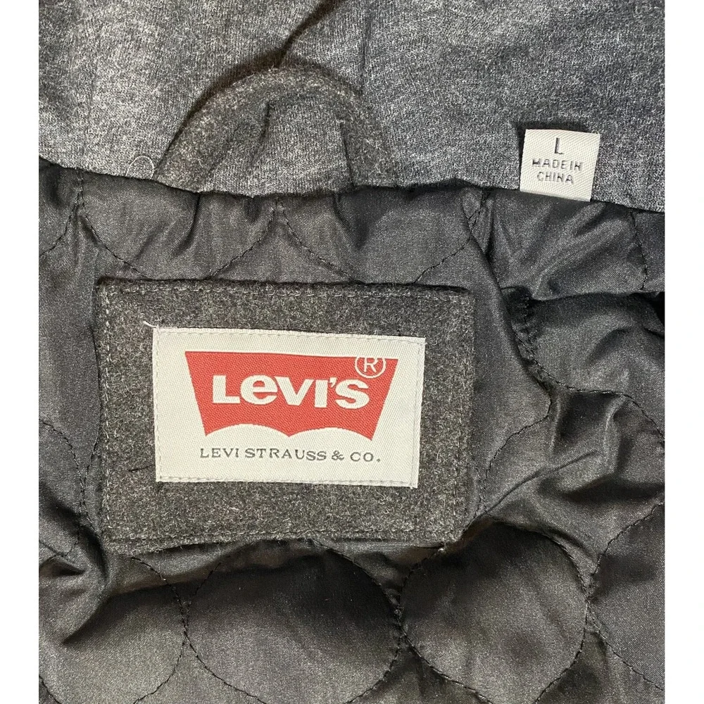Levi's Charcoal/Black Wool Blend Jacket with Faux Leather Sleeves Mens Size L